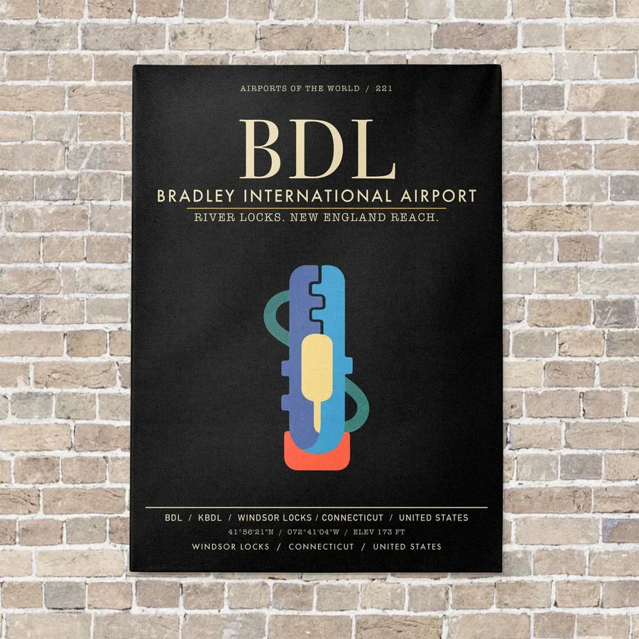 Bradley International Airport BDL - Canvas Framed - Black