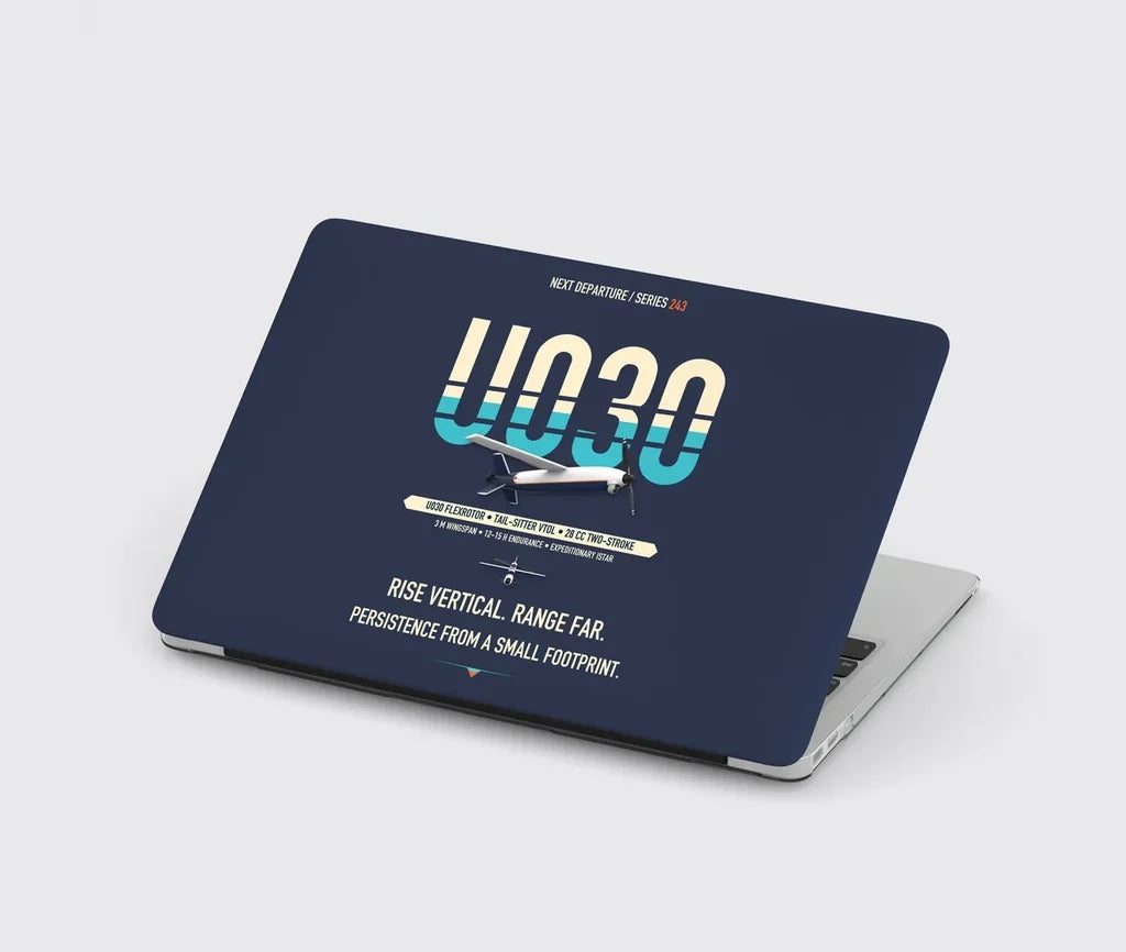 Airbus U030 Flexrotor design on navy blue MacBook case