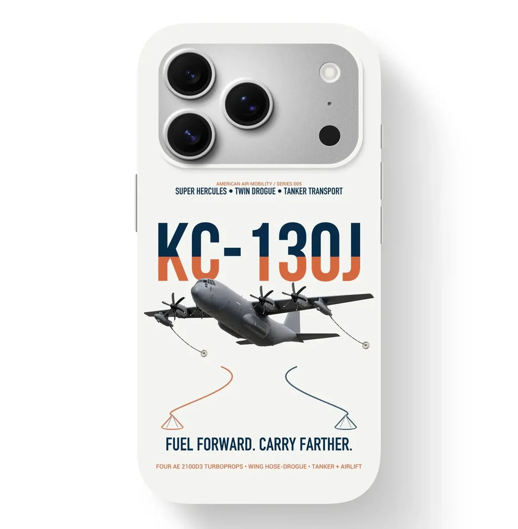 KC-130J SUPER HERCULES design on white magsafe iphone case, for iPhone 17 Pro