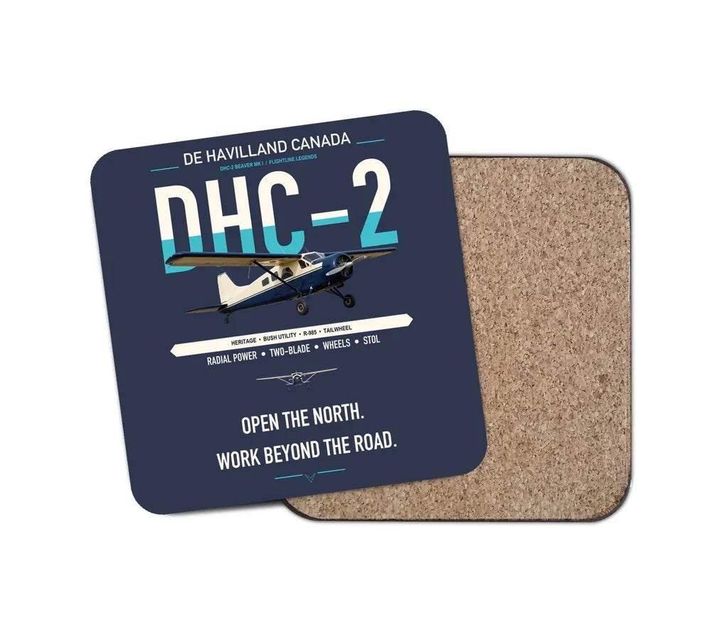 DHC-2 Beaver Mk I design on navy blue 1 piece coaster