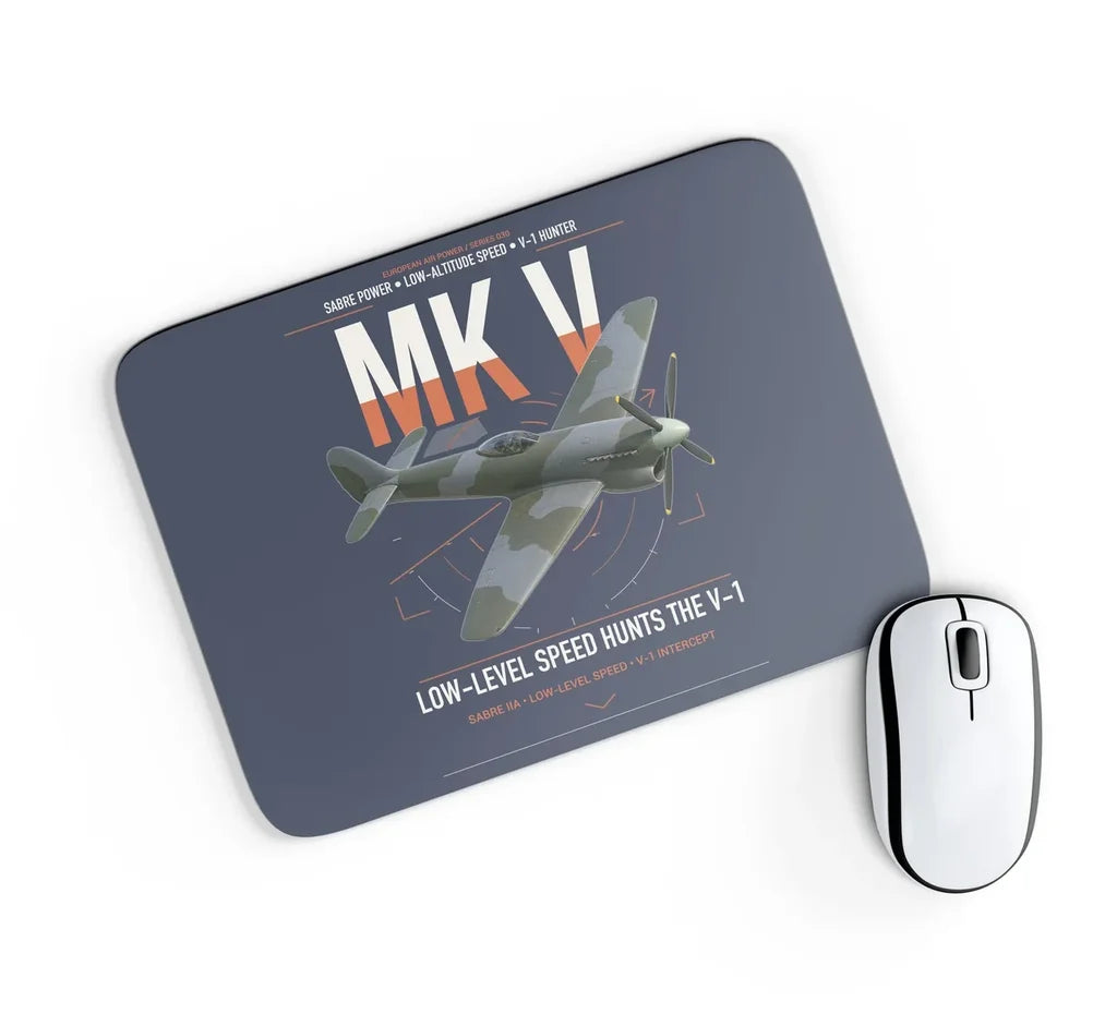 Hawker Tempest Mk V design on navy blue rectangle mouse pad
