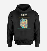 Thumbnail for Girona–Costa Brava Airport (GRO) design on black hoodie single-side print