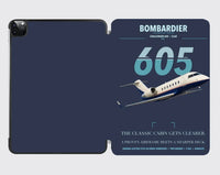 Thumbnail for Bombardier Challenger 605 design on navy blue ipad tablet case