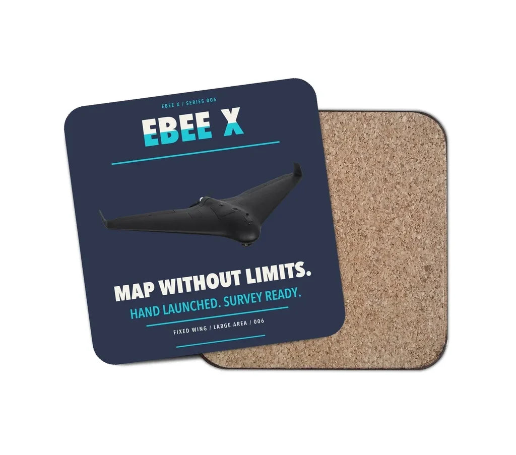 AgEagle eBee X design on navy blue 1 piece coaster