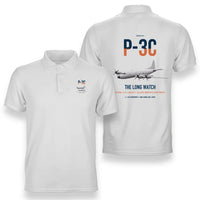 Thumbnail for P-3C Orion design on white double-side polo t-shirt, double-side print