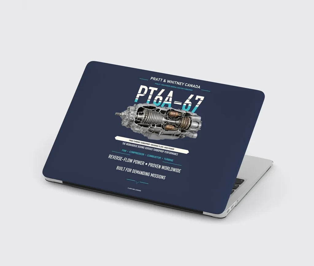 PT6A-67 design on navy blue MacBook case
