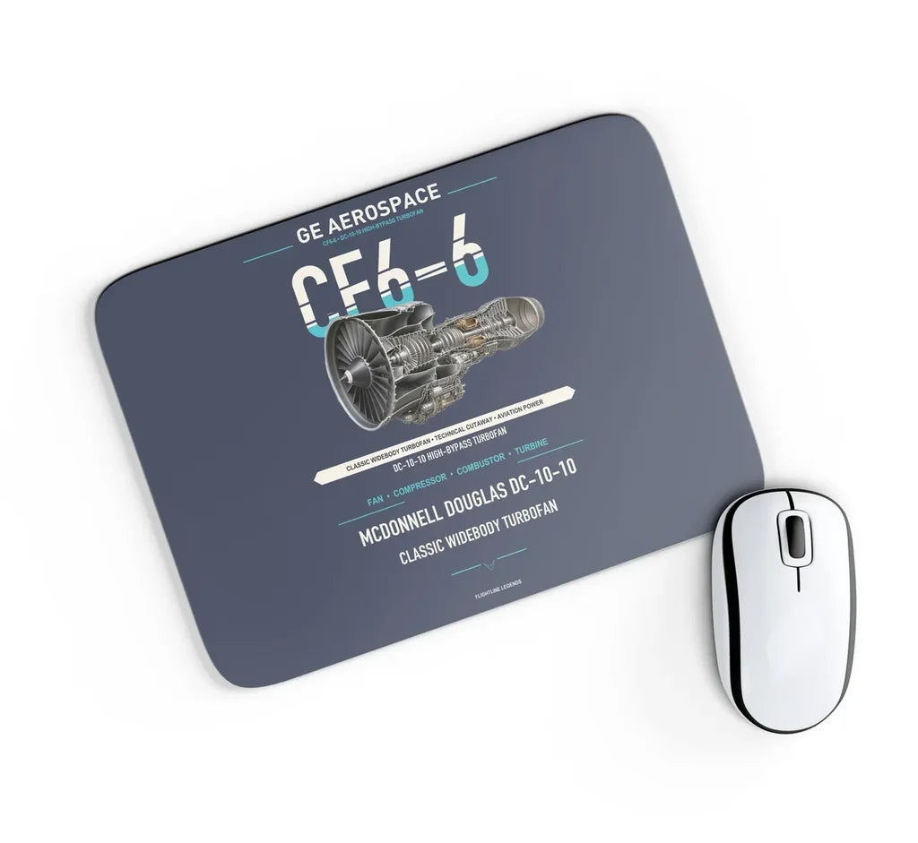 CF6-6 design on navy blue rectangle mouse pad