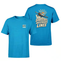 Thumbnail for SIGNAL 574 - Sunrise Dust And Straight Lines - Double-Side T-Shirt design on turquoise double side t shirt