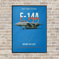Thumbnail for F-14A Tomcat Defend The Fleet vertical canvas print - framed - turquoise background