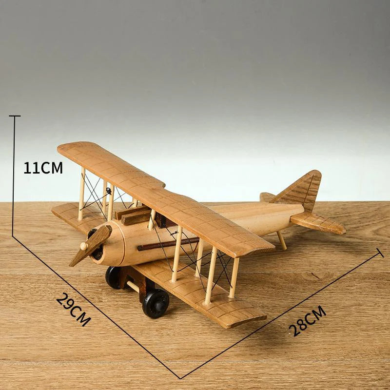 Solid Wood Retro Handmade Desktop Airplane Model Decoration - view 16