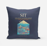 Thumbnail for Sitka Rocky Gutierrez Airport (SIT) design on navy blue pillow