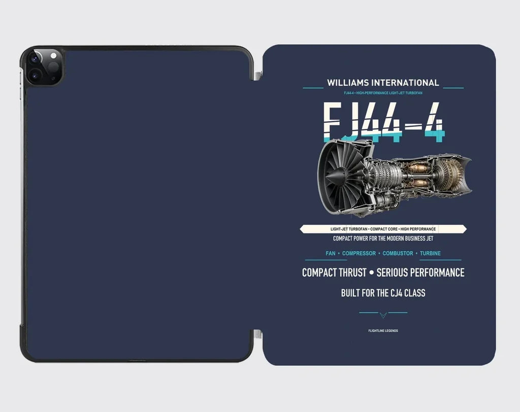 FJ44-4 design on navy blue ipad tablet case