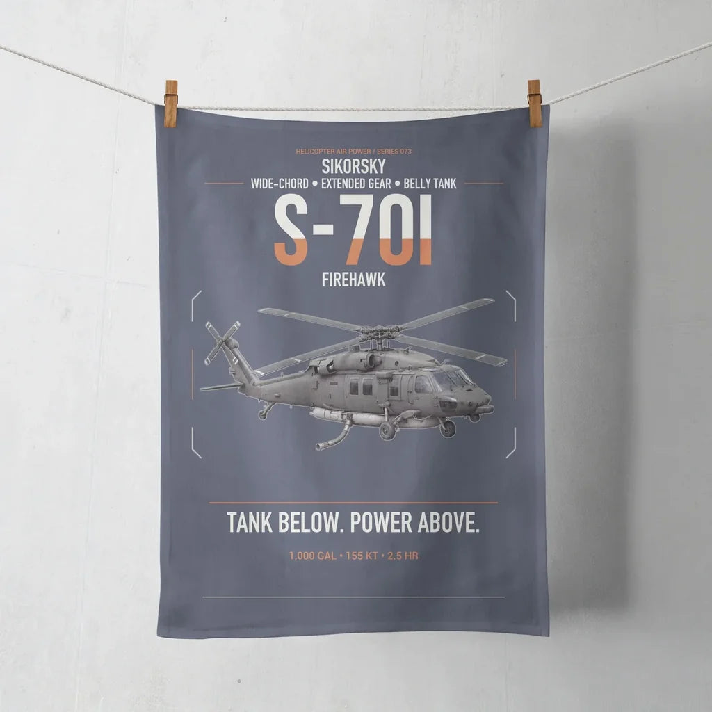 Sikorsky S-70i FIREHAWK design on navy blue towel