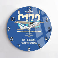 Thumbnail for Cessna 172 Skyhawk design on blue no frame wall clock
