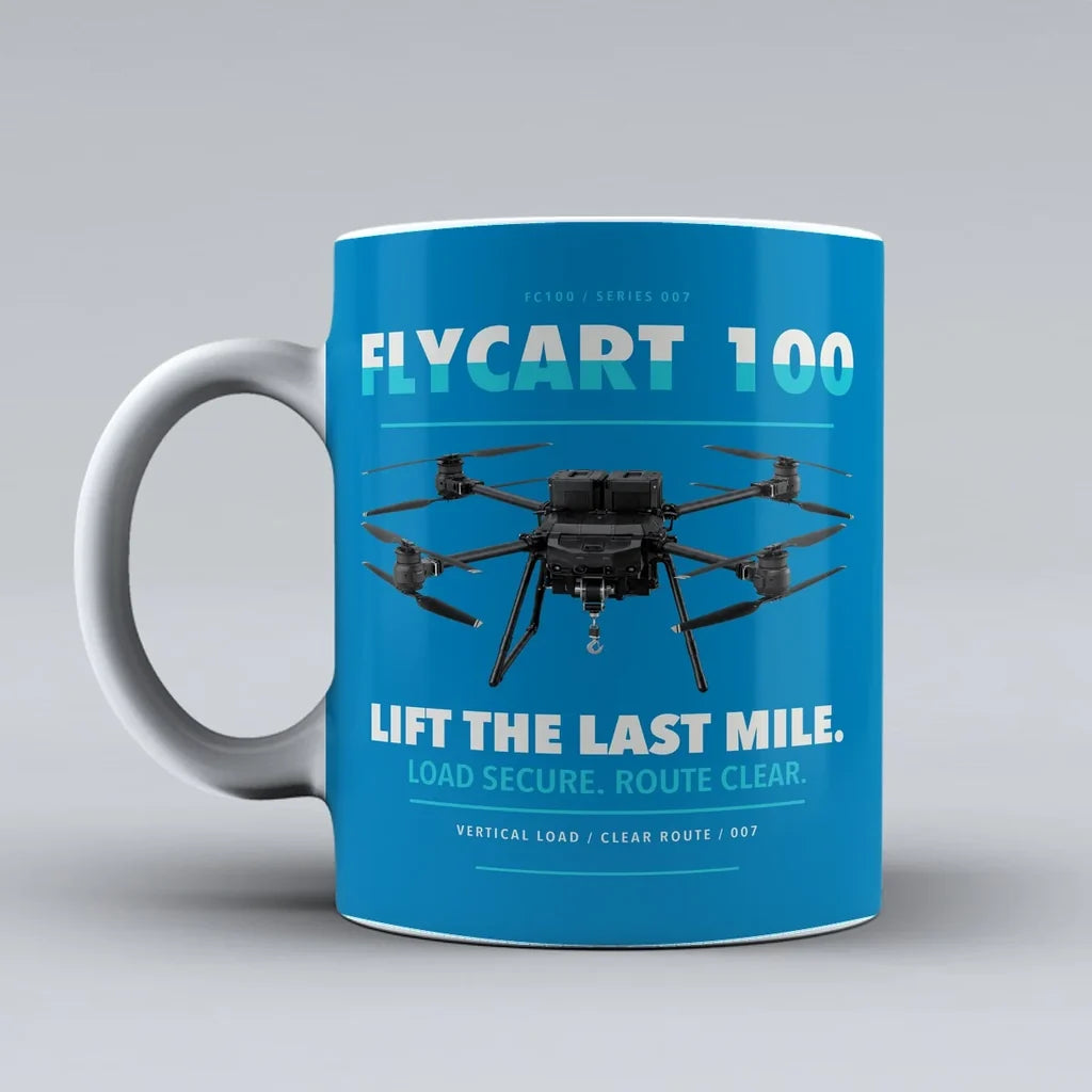 FlyCart 100 Mug design on turquoise dji