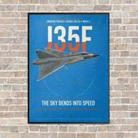 Thumbnail for Saab J 35F Draken vertical canvas print - framed - turquoise background