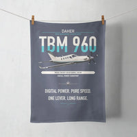 Thumbnail for Daher TBM 960 design on navy blue towel