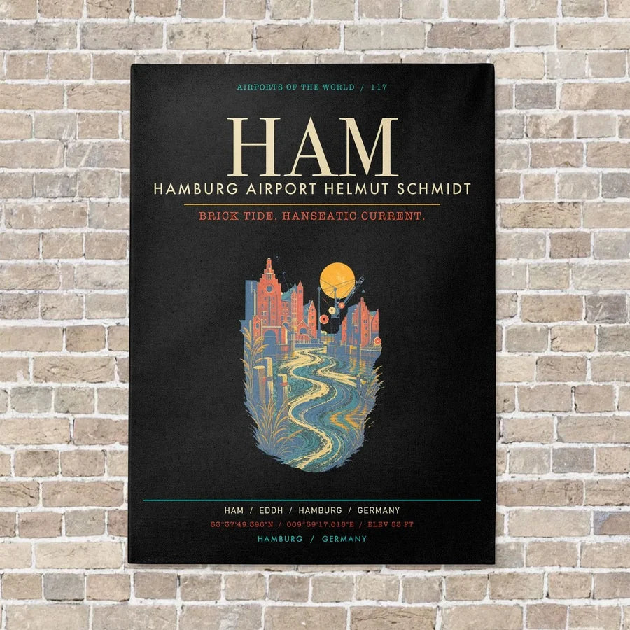 Hamburg Airport Helmut Schmidt HAM - Canvas Framed - Black