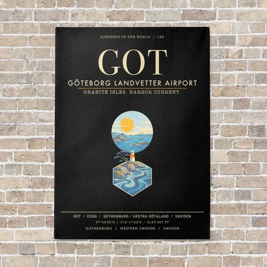 Goteborg Landvetter Airport GOT - Canvas Framed - Black