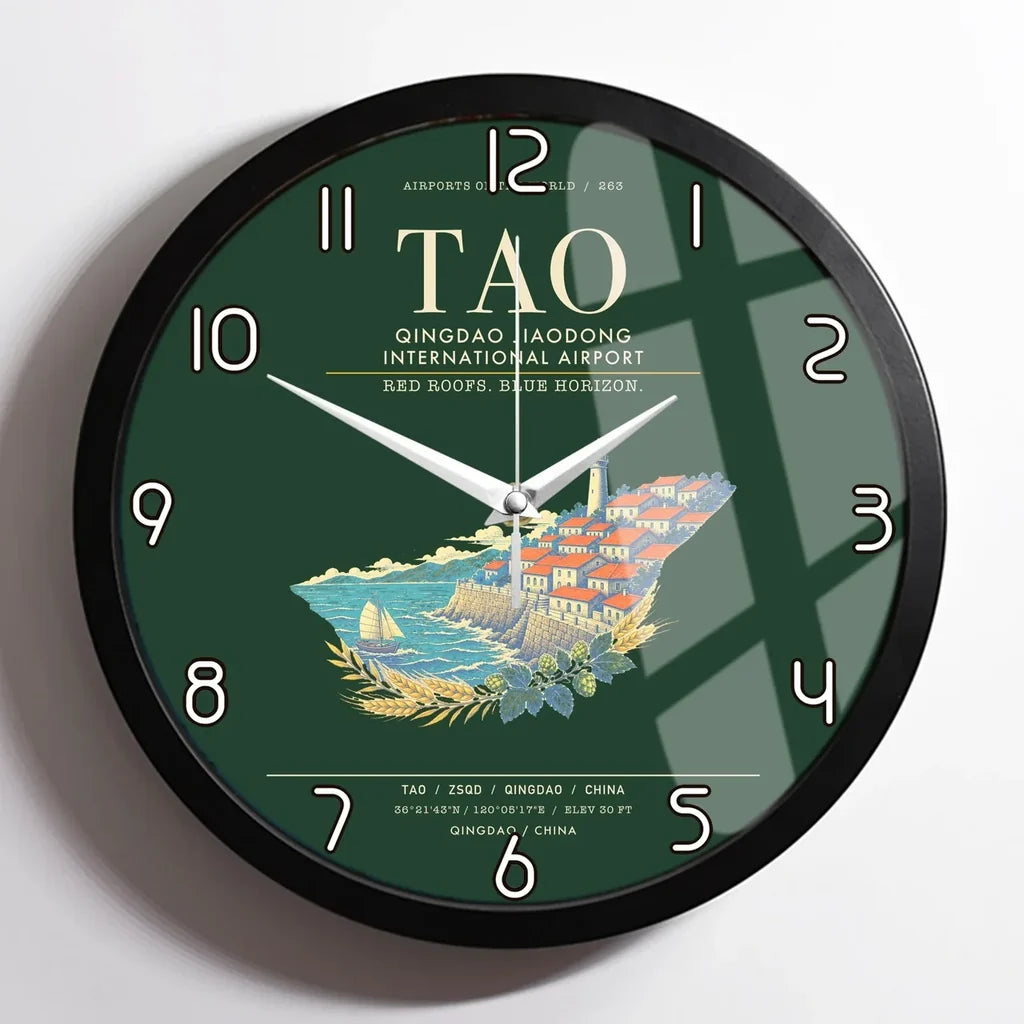 Qingdao Jiaodong International Airport TAO Wall-Clock Framed - Dark Green