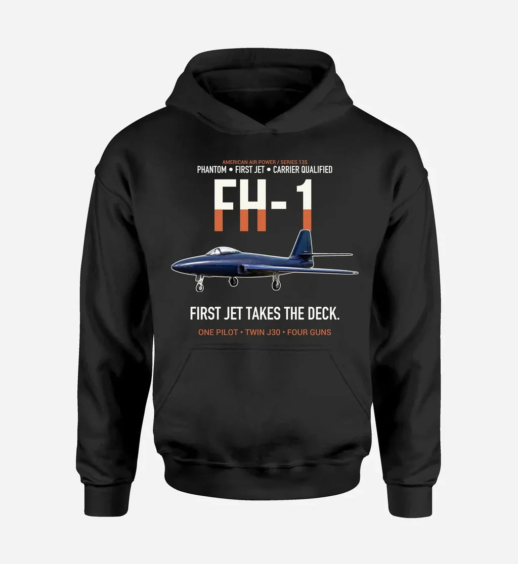 FH-1 PHANTOM design on black hoodie single side