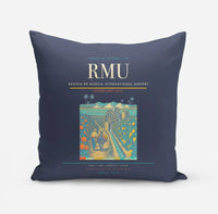 Thumbnail for Región de Murcia International Airport (RMU) design on navy blue pillow