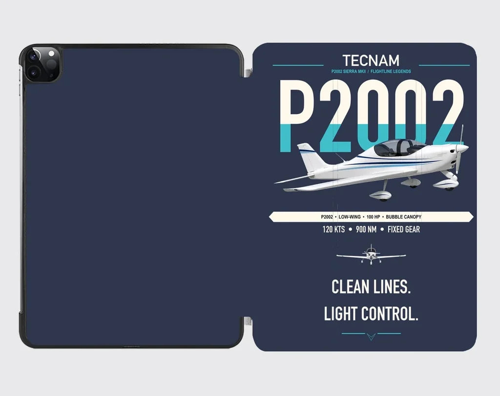 Tecnam P2002 Sierra MkII design on navy blue ipad tablet case