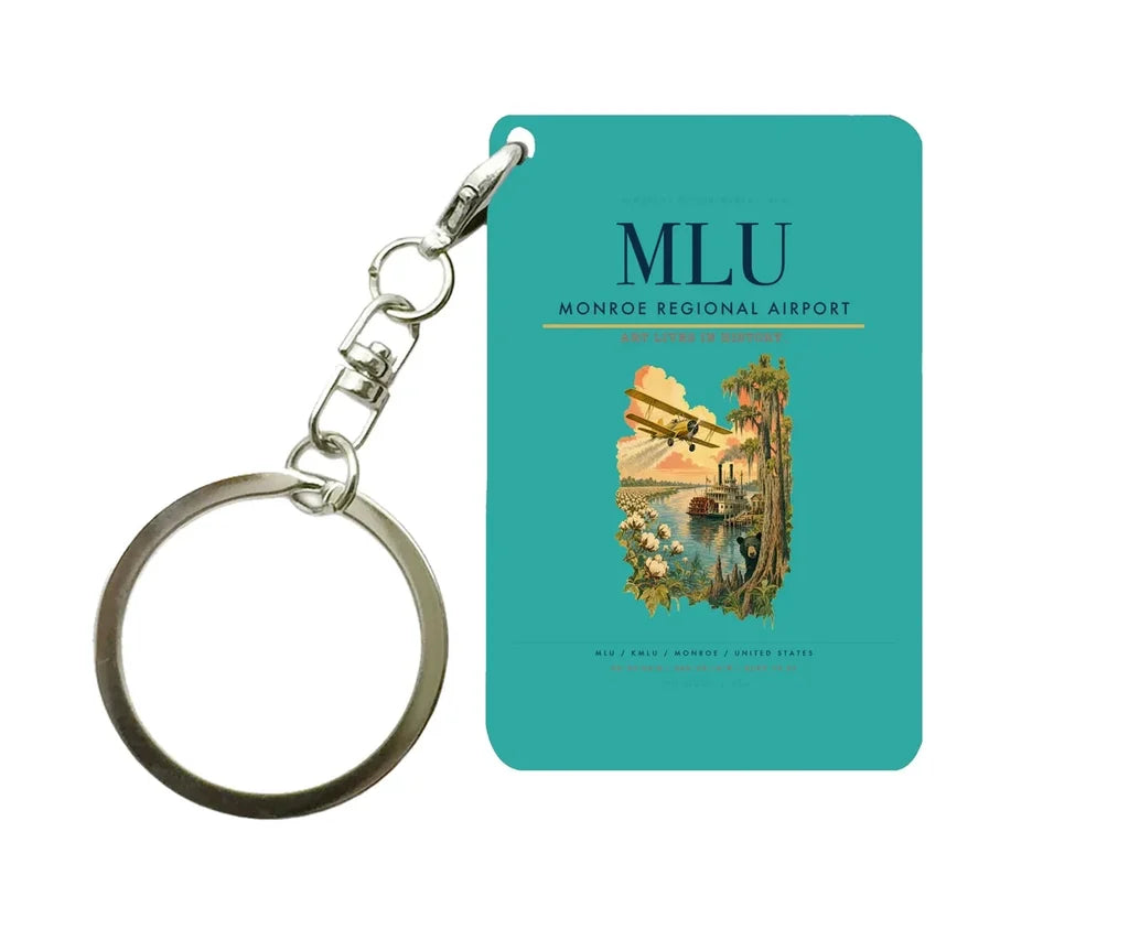 Monroe Regional Airport (MLU) design on turquoise key chain