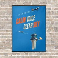 Thumbnail for Calm Voice Clear Sky vertical canvas print - framed - turquoise background