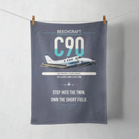 Thumbnail for Beechcraft King Air C90 design on navy blue towel