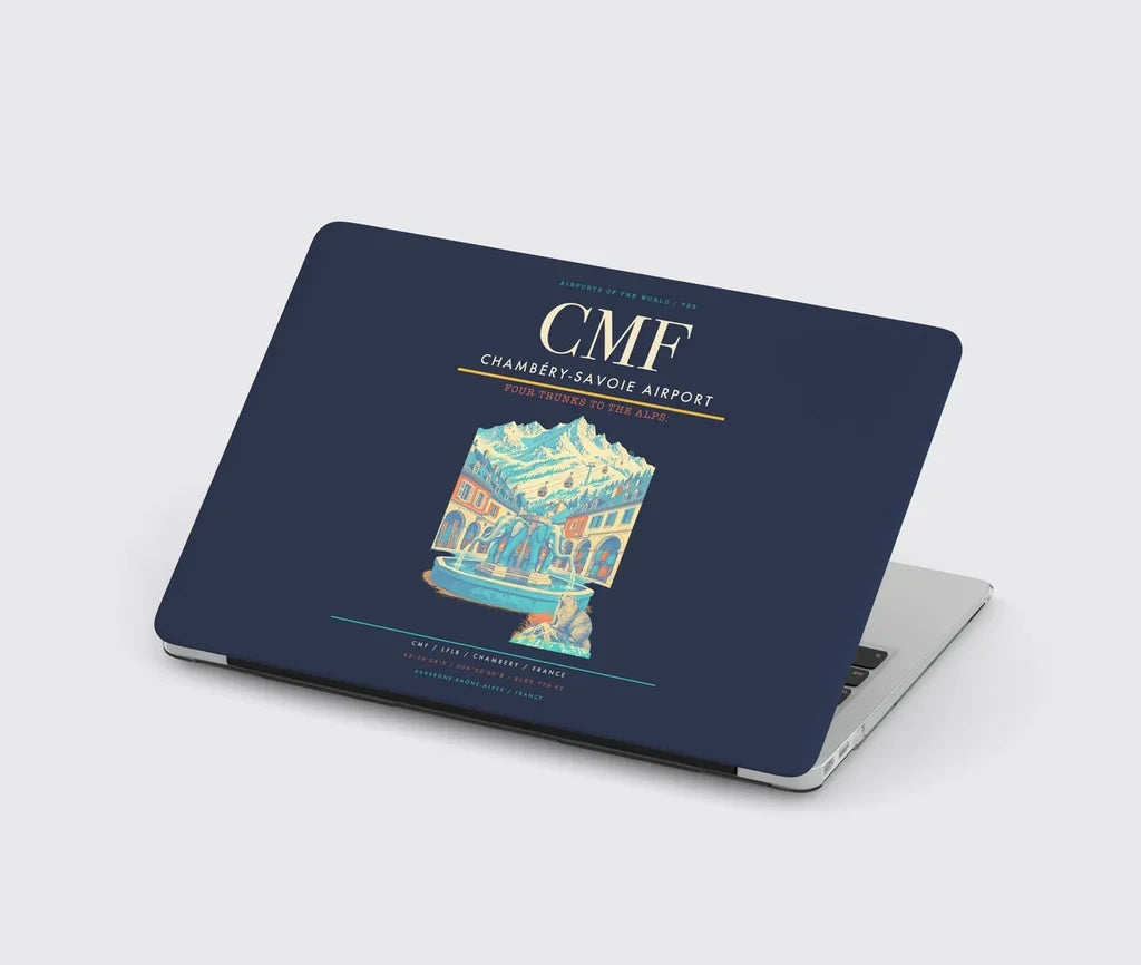 Chambéry-Savoie Airport (CMF) design on navy blue MacBook case