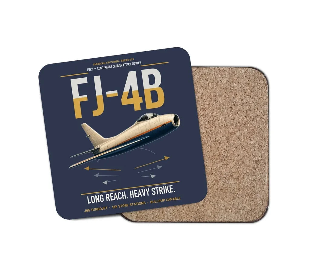FJ-4B Fury design on navy blue 1 piece coaster