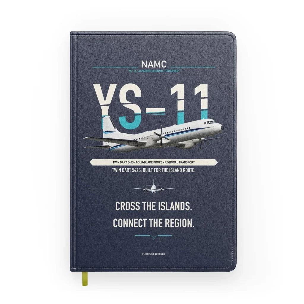 NAMC YS-11A design on navy blue notebook