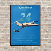 Thumbnail for Bombardier Learjet 24 vertical canvas print - framed - turquoise background