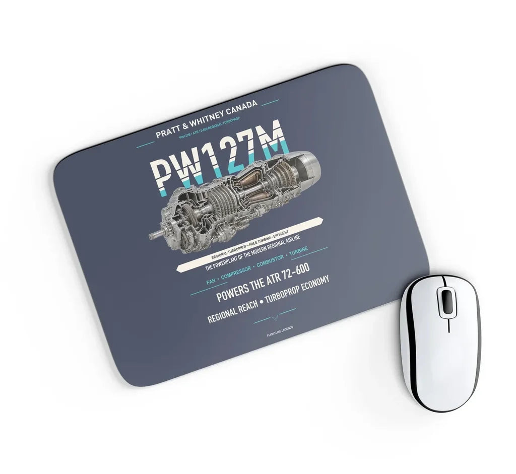 PW127M design on navy blue rectangle mouse pad