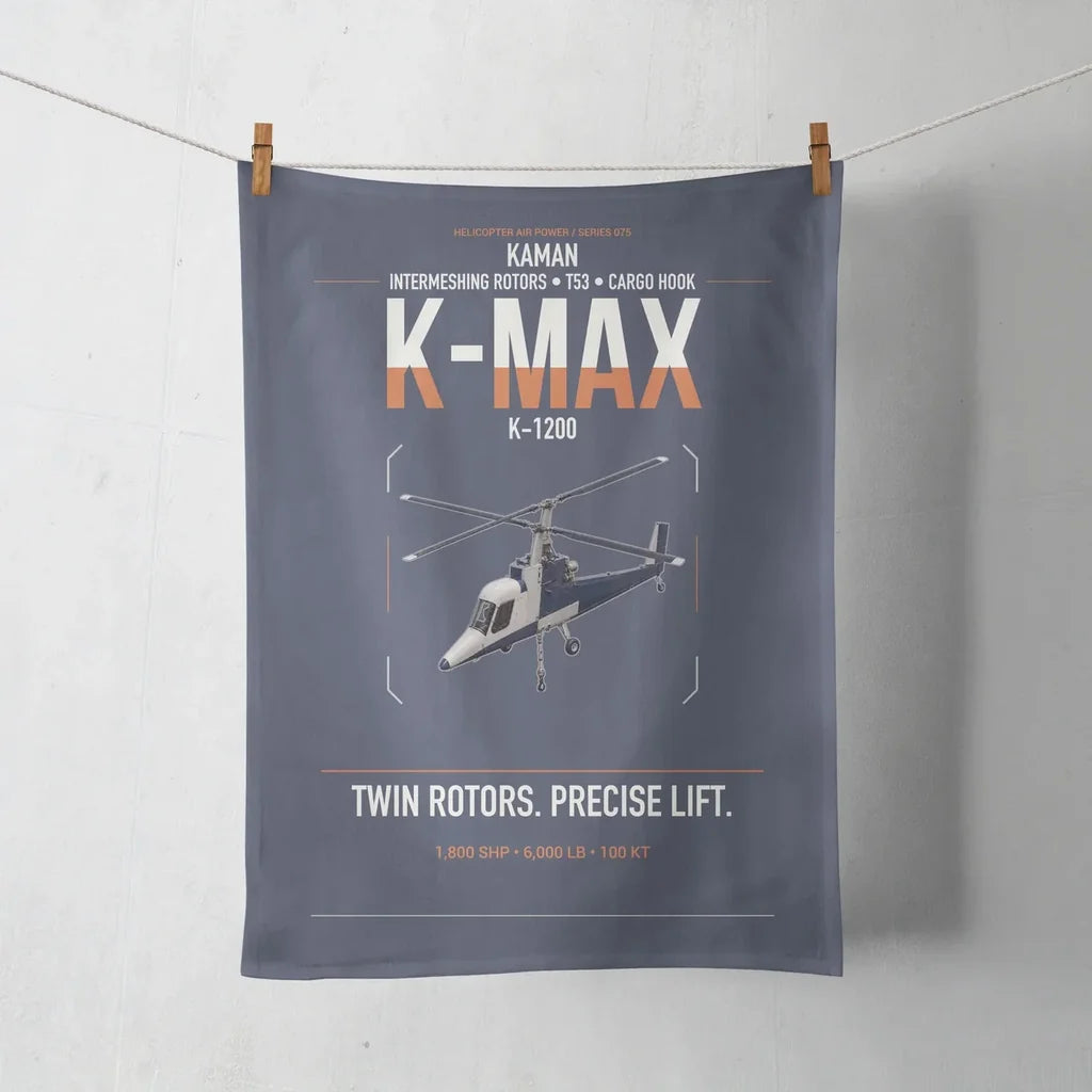 Kaman K-1200 K-MAX design on navy blue towel