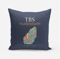 Thumbnail for Tbilisi International Airport (TBS) design on navy blue pillow