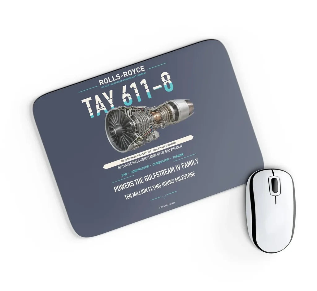 TAY 611-8 design on navy blue rectangle mouse pad