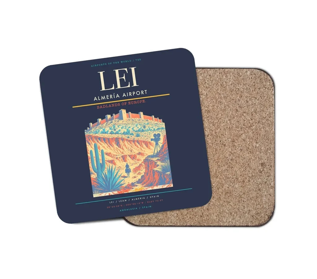 Almería Airport (LEI) design on navy blue 1 piece coaster
