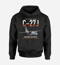 Thumbnail for C-27J Spartan design on black double-side hoodie, single-side print