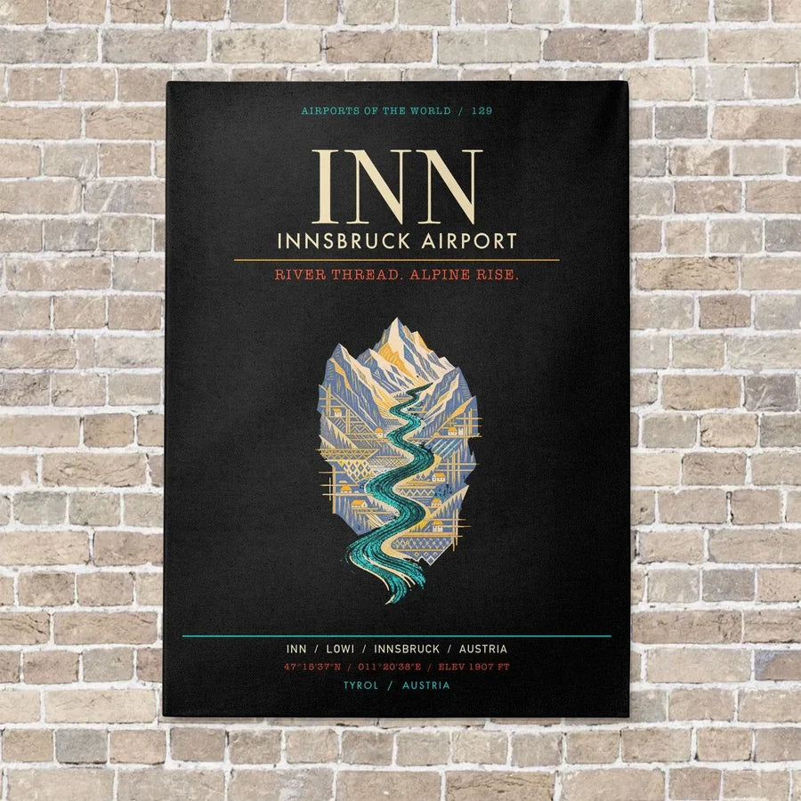 Innsbruck Airport INN - Canvas Framed - Black