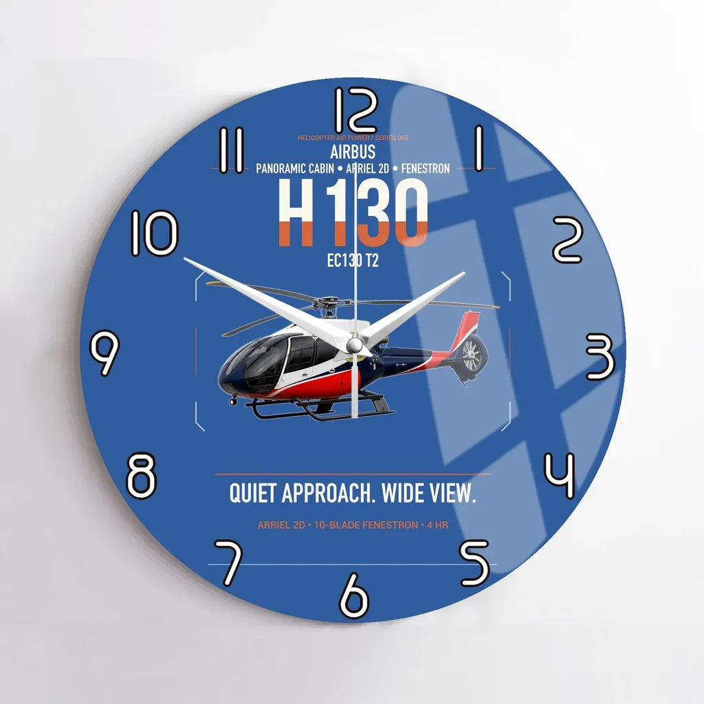 Airbus H130 design on blue no frame wall clock