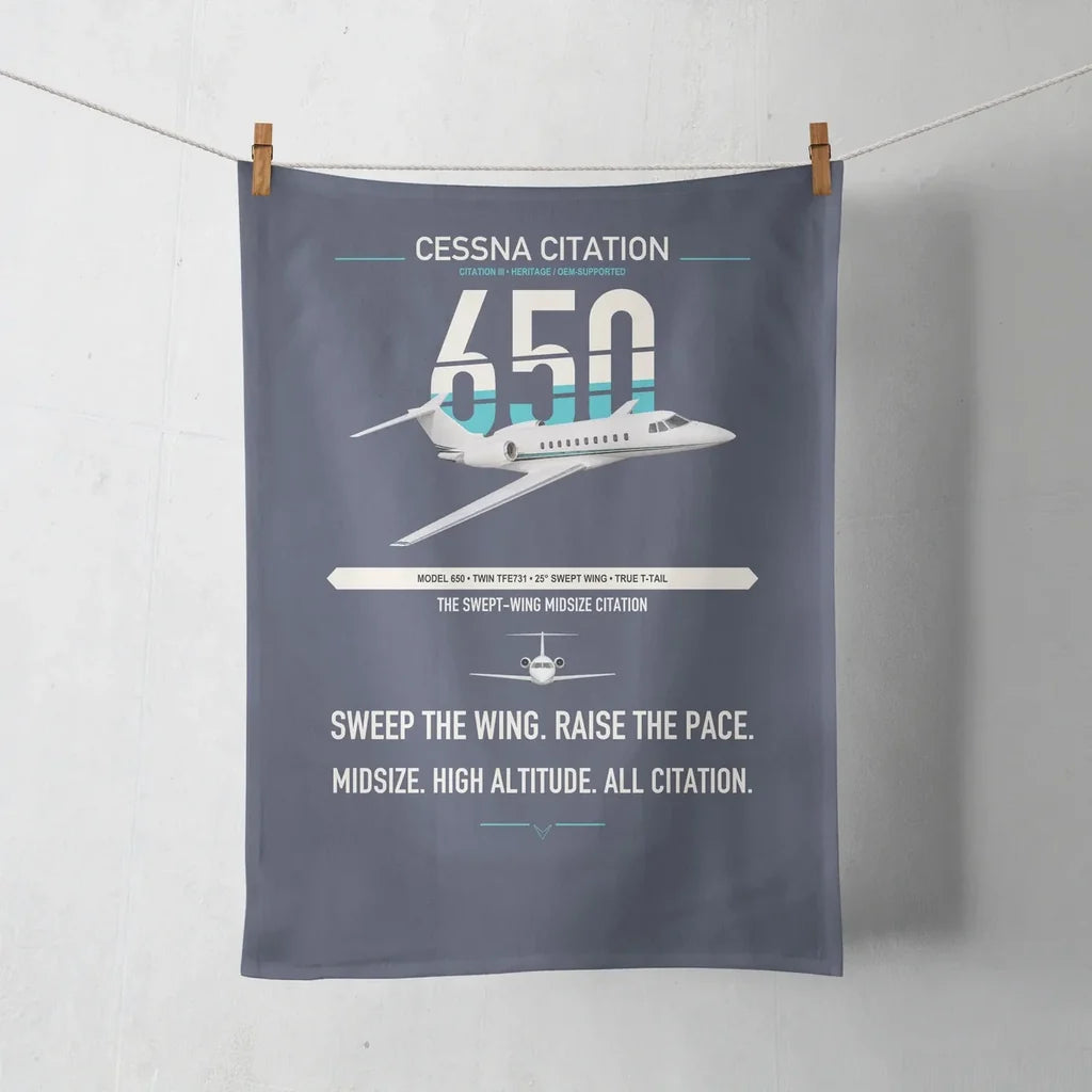 Cessna Citation 650 - Citation III design on navy blue towel