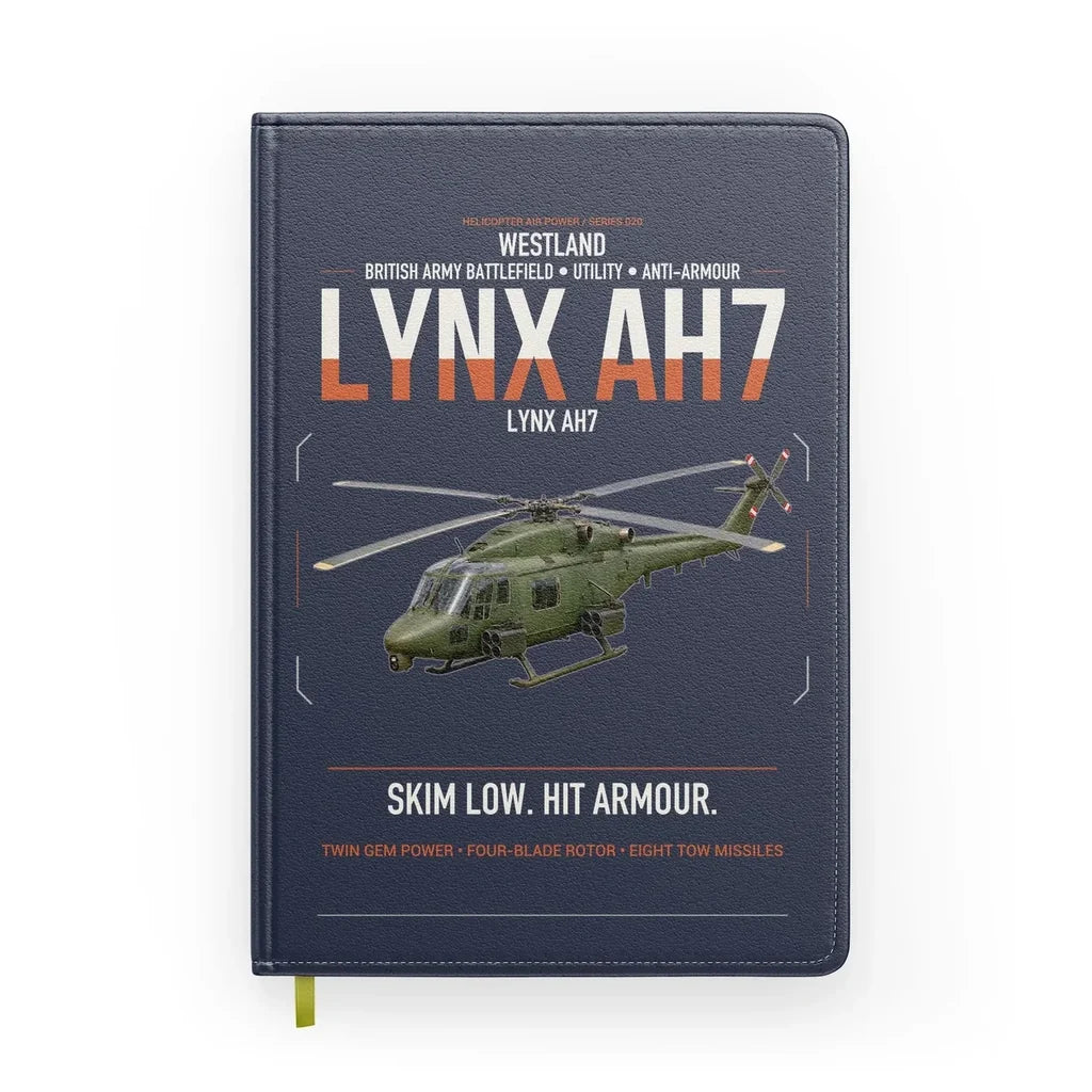 Westland Lynx AH7 design on navy blue notebook