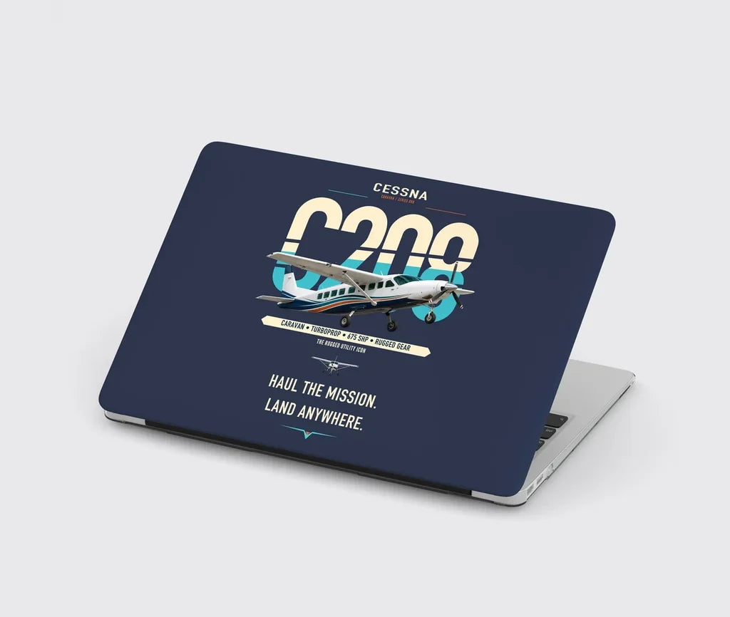 Cessna 208 Caravan design on navy blue MacBook case