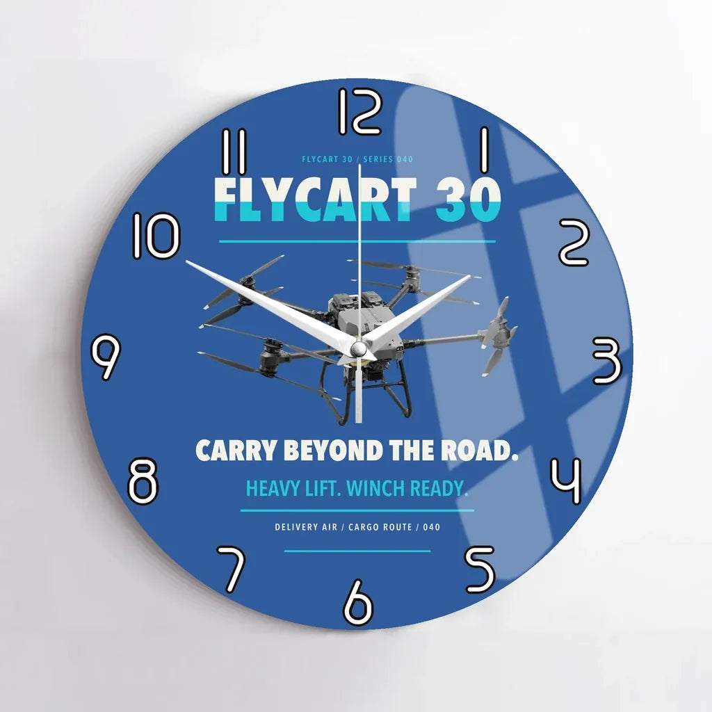 DJI FlyCart 30 design on blue no frame wall clock