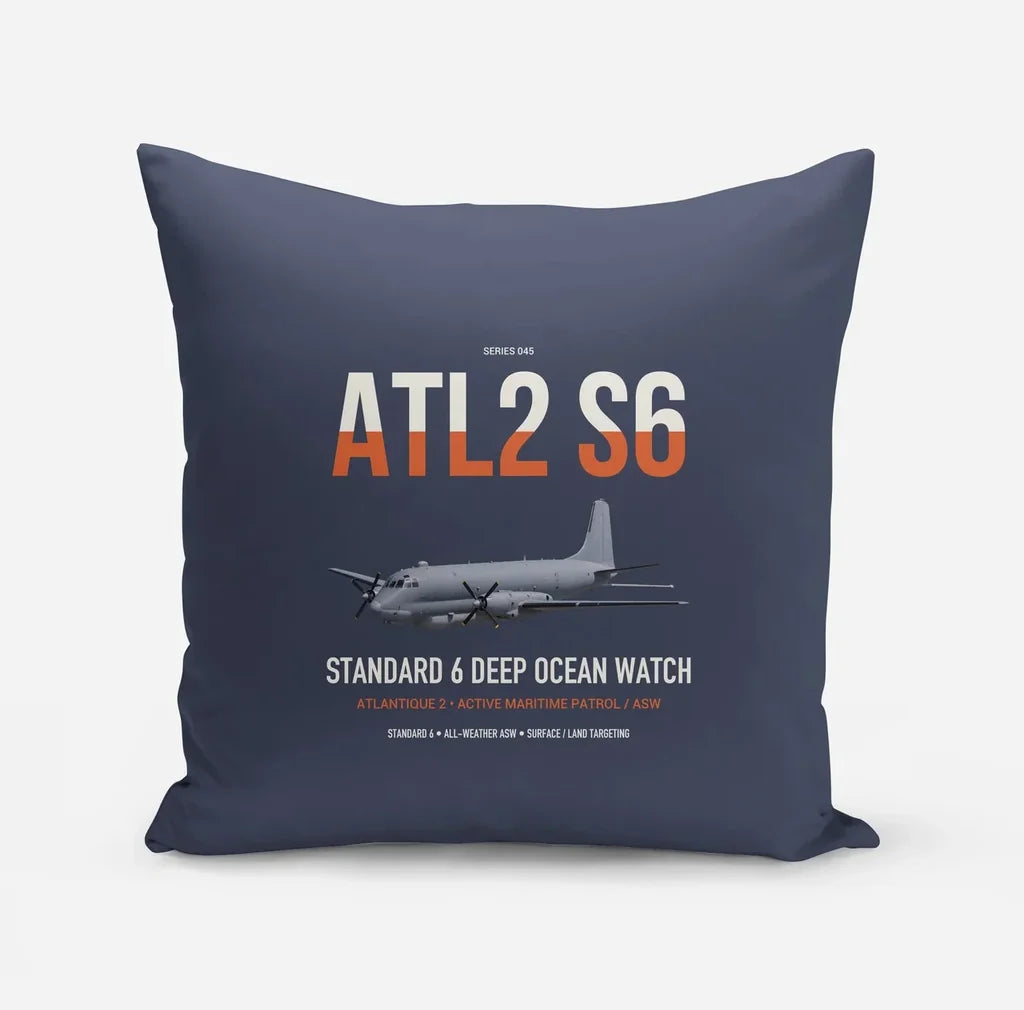Atlantique 2 Standard 6 design on navy blue pillow