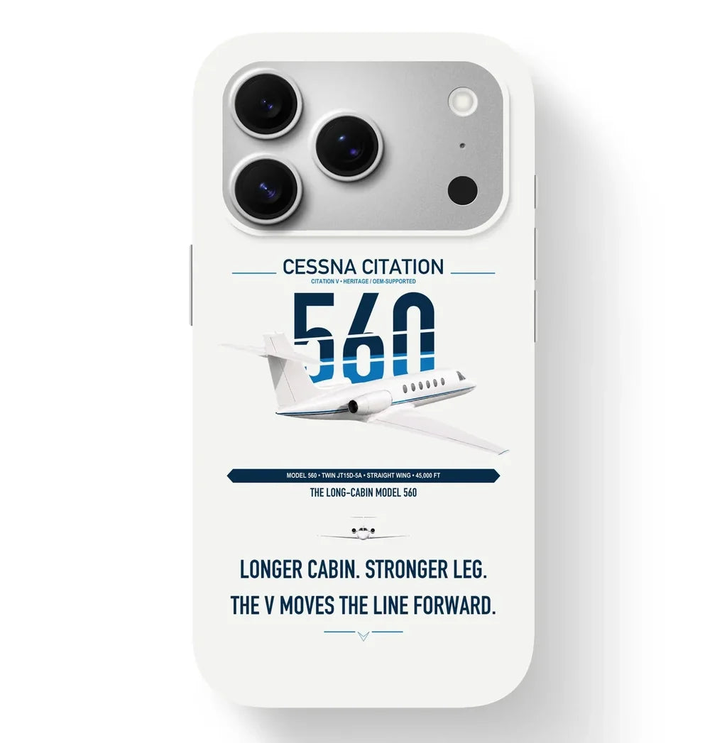 Cessna Citation 560 - Citation V design on white magsafe iphone case, for iPhone 17 Pro