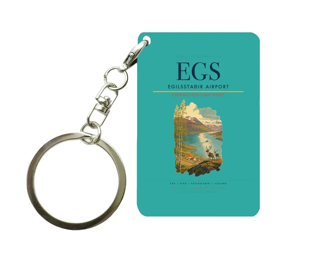 Egilsstaðir Airport (EGS) design on turquoise key chain