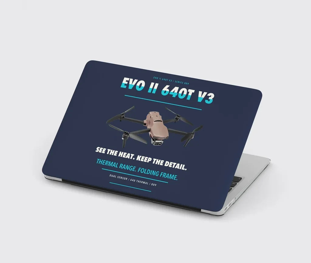 Autel EVO II Dual 640T V3 design on navy blue MacBook case